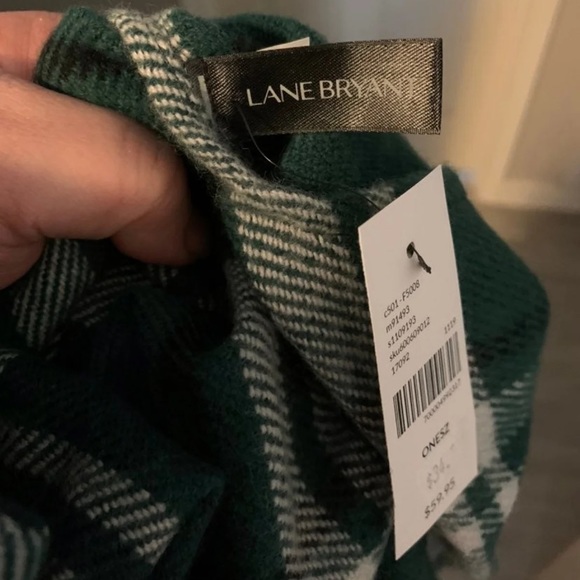 One Size Emerald Green Black Plaid Check Wrap Scarf Ruana Cover Up GREAT GIFT - Picture 5 of 5